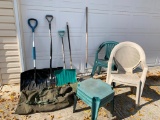 Snow Shovel, Rake, Plastic Chairs & More - As Pictured