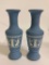Pair of Greek Style Painted Glass Vases. They are 6