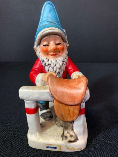 Vintage German Hummel Co-Boy Gnomes "Herbie The Horseman Placing Saddle on a Fence". This is 8" Tall