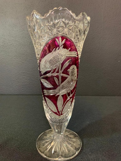 10.5" Hofbauer Crystal Byrdes Vase