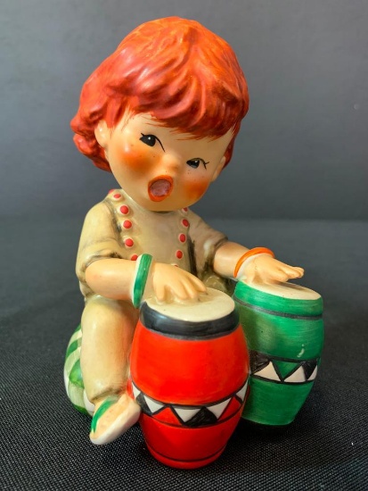Vintage German Goebel Redhead Figurine "Bongo Beat". This is 5" Tall