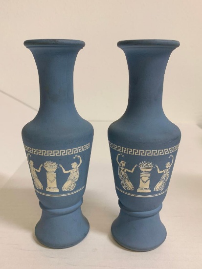 Pair of Greek Style Painted Glass Vases. They are 6" Tall