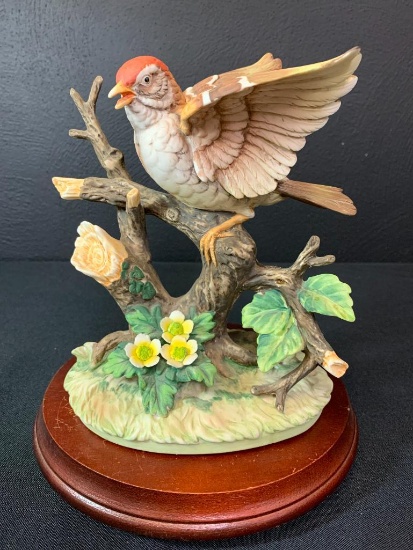 9.5" Tall Royal Meridian by Noritake Porcelain Bird Figure w/Stand. Stand has some Scratches