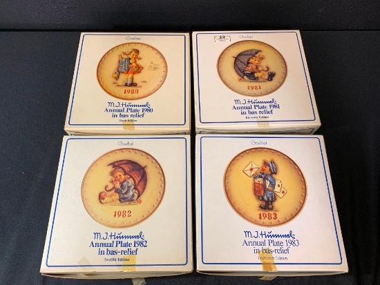 Set of 4 1980-1984 Hummel Goebel Collector Plates. They are 7.5" in Diameter