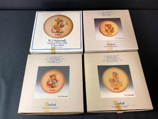 Set of 4 1984-1987 Hummel Goebel Porcelain Collector Plates. They are 7.5" in Diameter