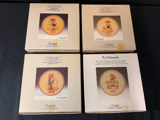 Set of 4 1988-1991 Hummel Goebel Porcelain Collector Plates. They are 7.5" in Diameter