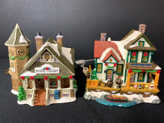 Pair of Ceramic Christmas Village Light Up Houses. They are Approx. 8" Tall. - As Pictured