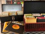 Misc Lot Incl 2 Cases of 8 Track Tapes & 45's. See Photos for Content
