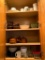 4 Shelf Kitchen Cabinet Lot Incl Dishes, Mugs, Soup Crocks & More - As Pictured
