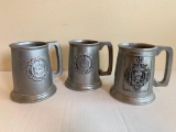Set of 3 US Naval Academy Pewter Mugs. They are 5