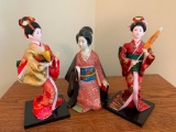 Set of 3 Oriental Style Statues. Tallest is 10
