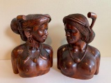 Pair of Wooden African Busts. They are 10