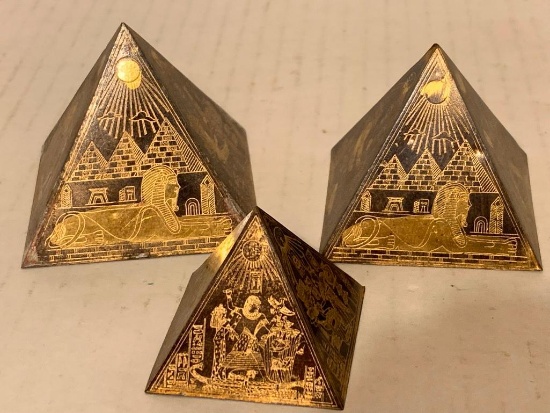 Set of 3 Metal Pyramids. The Largest is 2"