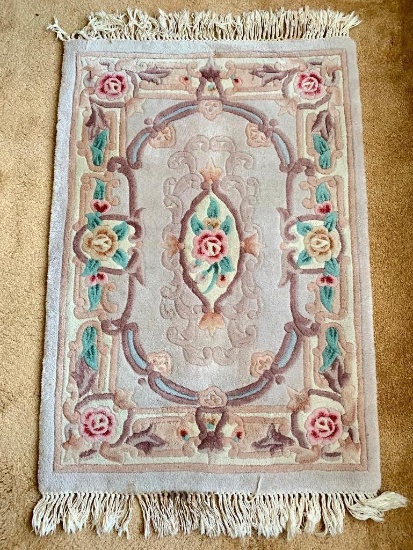 30" x 50" Hand Hooked Area Rug. Has Stains - As Pictured