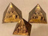 Set of 3 Metal Pyramids. The Largest is 2