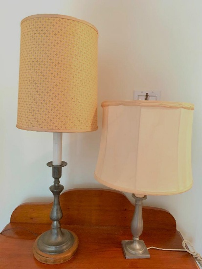 Pair of Lamps. The Tallest is 30" & Has Holes in the Shade. - As Pictured
