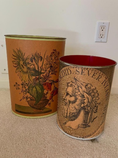 Pair of Metal Trash Can. The Largest is 14" Tall