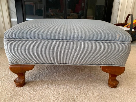 Corduroy Footstool w/Stains & Fading. This is 9" T x 18" W x 14" D