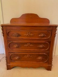 Small Antique Side Dresser w/3 Drawers & Ornate Handles. This is 34