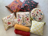 Group of Decorative Throw Pillows. One has a Tear in it