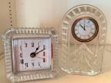 Pair of Crystal Desk Clocks. One is Waterford and is 5