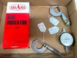 Misc Lot Incl Mitutoyo Dial Indicator (Lens is Cracked) & Two 0-1