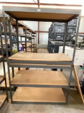 Collapsible, Metal Shelving Unit with Particle Board Shelves, Shelves are used & some deterioration