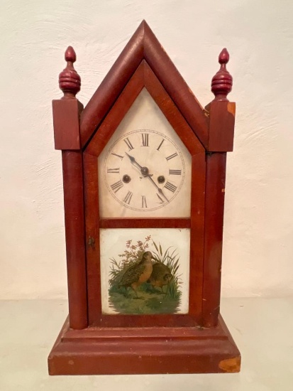 Antique Mantle Clock. Has Veneer Issues. This is 20" Tall - As Pictured