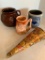 4 Piece Lot Incl Hall Pottery w/o Lid, Rockford Michigan Pottery Crock, Dave Crocket Mug & More