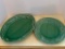 Pair of Vintage Platters Green Pine Pattern Made in Portugal. The Largest 16