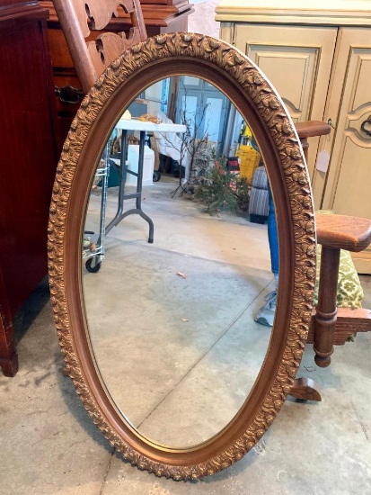 Plastic Framed Oval Mirror. This is 36" T x 20" W. This has Some Weight to it