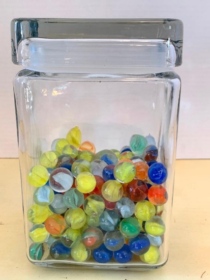 8" Glass Canister of Marbles