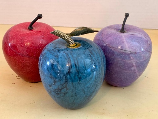 Set of 3 Marble Apples. They are 4" Tall