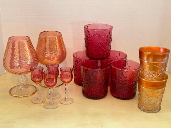 Set of Deep Pink Drinking Glasses.