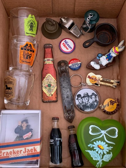 Misc Lot Incl Shot Glasses, Whistle, Cracker Jack Ornament and More - As Pictured