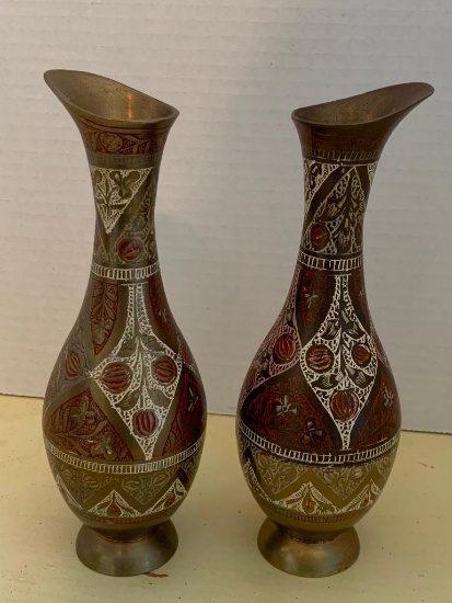 Pair of 8" Tall Brass Vases