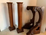 Pair of Wood Corbles and Columns. The Corbles are 21