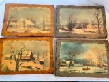 Set of 4 Wood Wall Art. They are 16