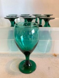 Lot of Green Glass Drinking Glasses