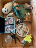 Misc Lot Incl Seal Sculptures, Playing Cards, Frog Statue More - As Pictured