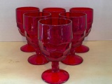 Set of 6 Red Glass Goblets. 7