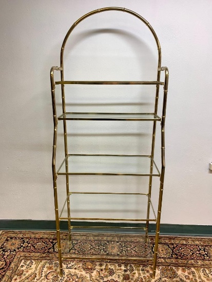 Gold Tone Metal/Glass Rack. This is 68" T x 25" W