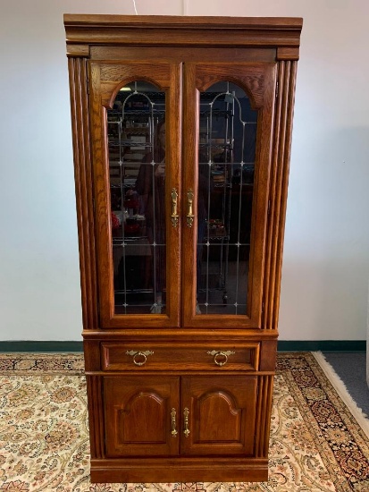 Gatehouse Furniture Lighted Cabinet w/Glass Doors. This is 76" T x 32" W x 17" D