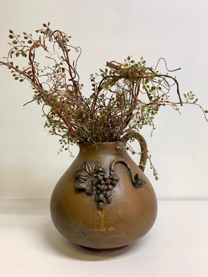 Pottery Vase w/Greenery. Approx. 22" Tall
