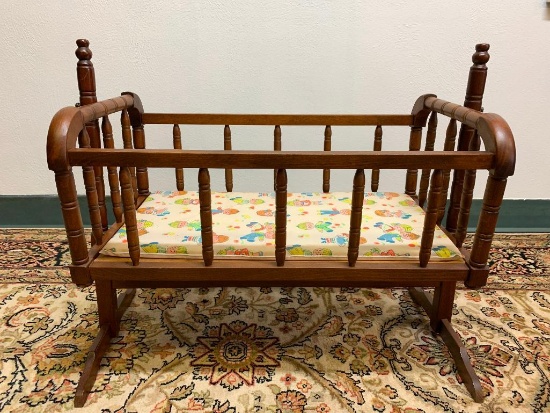 Antique Rocking Baby Crib. This is 19" T x 22" W x 13" D