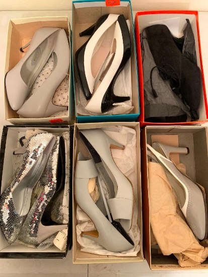 Six Pairs of Size 9, Ladies Dress Shoes as Pictured in Boxes, Appear