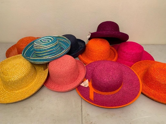 Group of 10, Fashion, Ladies Straw Hats as Pictured with Tags and Never Worn