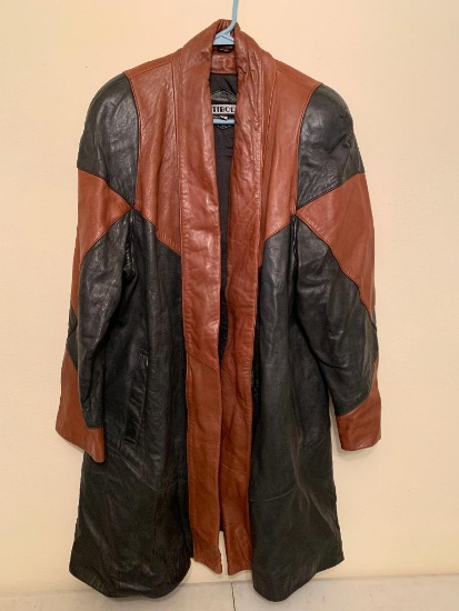 Tibor, Size Medium, Leather Two Toned, Coat as Pictured
