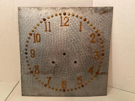Interesting, Hand Made, Metal Clock Face, 12 1/2" Square