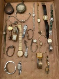 Group of Vintage and Antique Men's and Women's Wrist Watches and Two Pocket Watch Cases